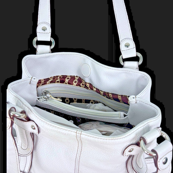 Tignanello Perfect 10 White Leather Purse Shoulder Bag S - Picture 9 of 12